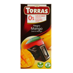 Шоколад без цукру чорний з манго Torras, 75г