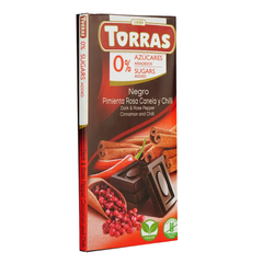 Шоколад без цукру чорний 52% з перцем та корицею Torras, 75г