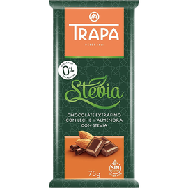 Шоколад Trapa Stevia молочний з мигдалем, 75г